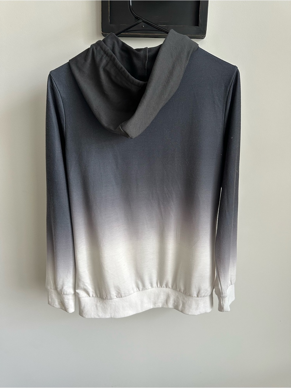 Men & Women’s Black to‎ White Ombré Zip Up Hoodie Gradient Tie Dye Size S - Picture 3 of 6
